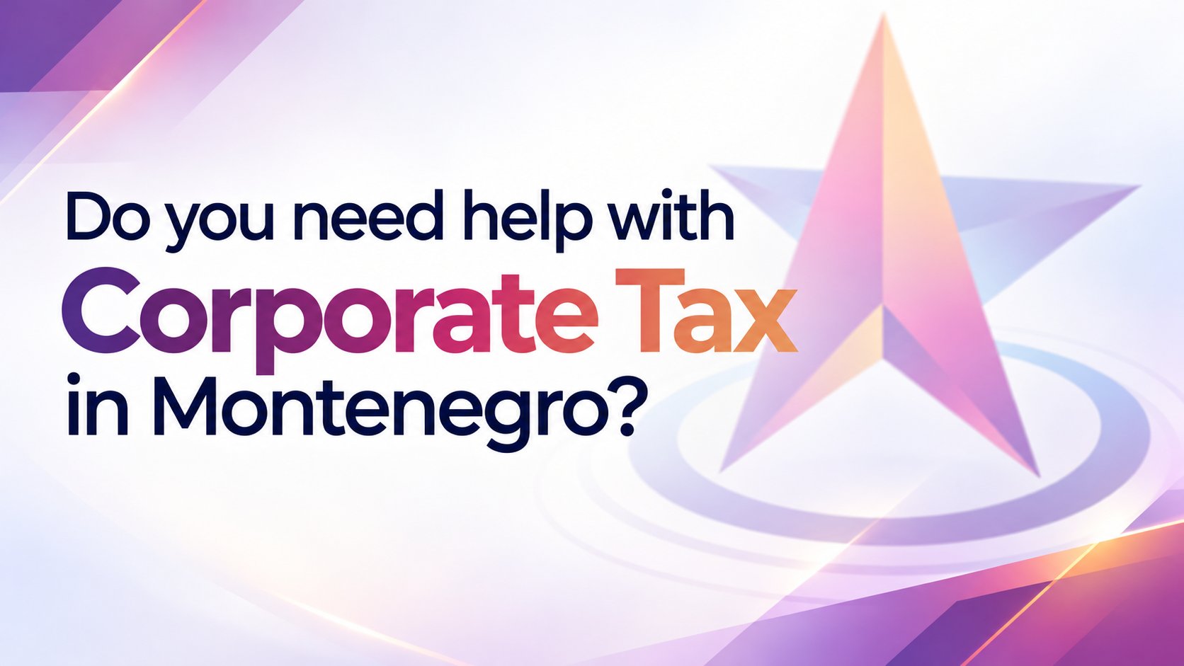 Plus corporate tax advisory banner with a colorful company logo and a headline about corporate tax assistance in Montenegro.